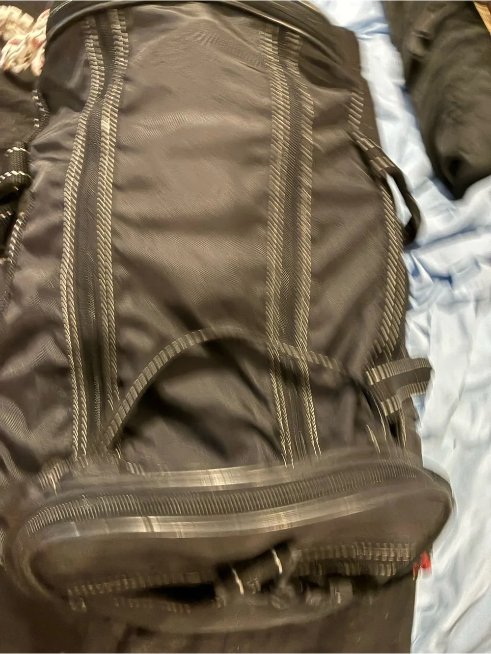 LaPointe by Skyway Black Nylon Duffel Bag with Contrast Stitching